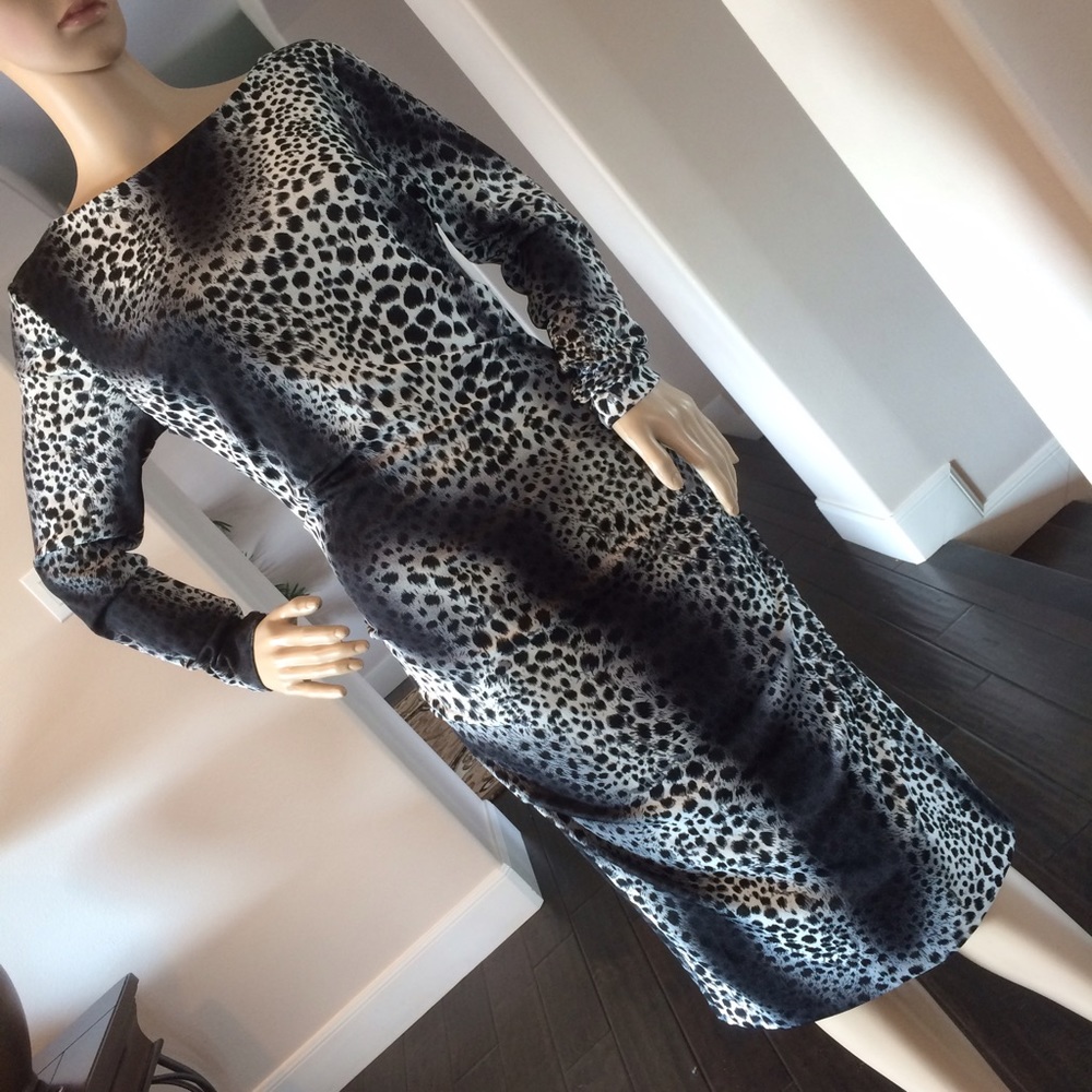Carmen Marc Valvo Snow Leopard Dress